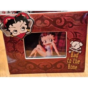 New Betty Boop Bad to the Bone Tattoo 4X6" Ceramic Photo Frame Boxed